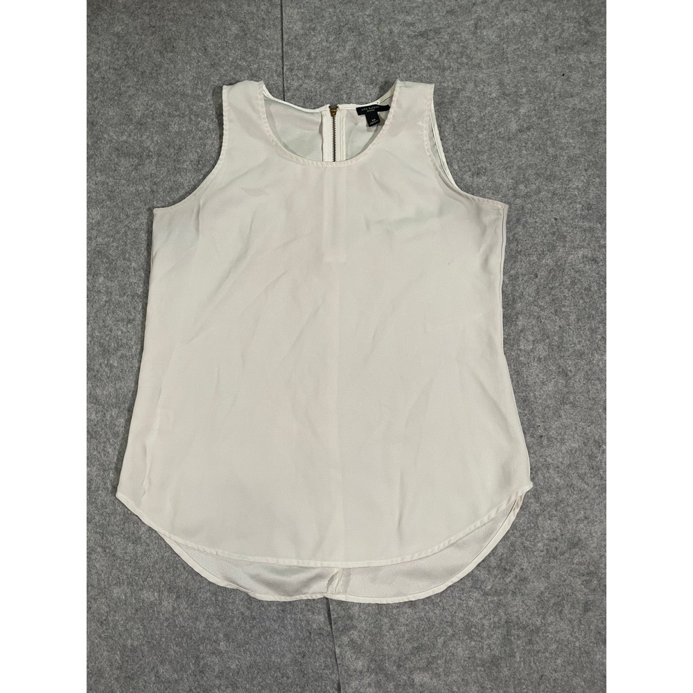 Ann Taylor Petite Sleeveless Blouse Ivory White Back Zip Shell Top SP